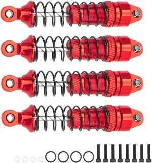 Aluminum Front & Rear Shocks Absorber Dampers Suspension Shocks #7660 7665 Compatible with Traxxas 1/18 LaTrax Teton Desert Prerunner RC Car (Red)
