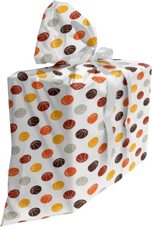 Ambesonne Basketball Fabric Gift Bag, Ball Pattern in Earthen Tones Competition Sports Professional League Game Player, Present Sack for Parties Birthdays with 3 Ribbons, 27, Multicolor