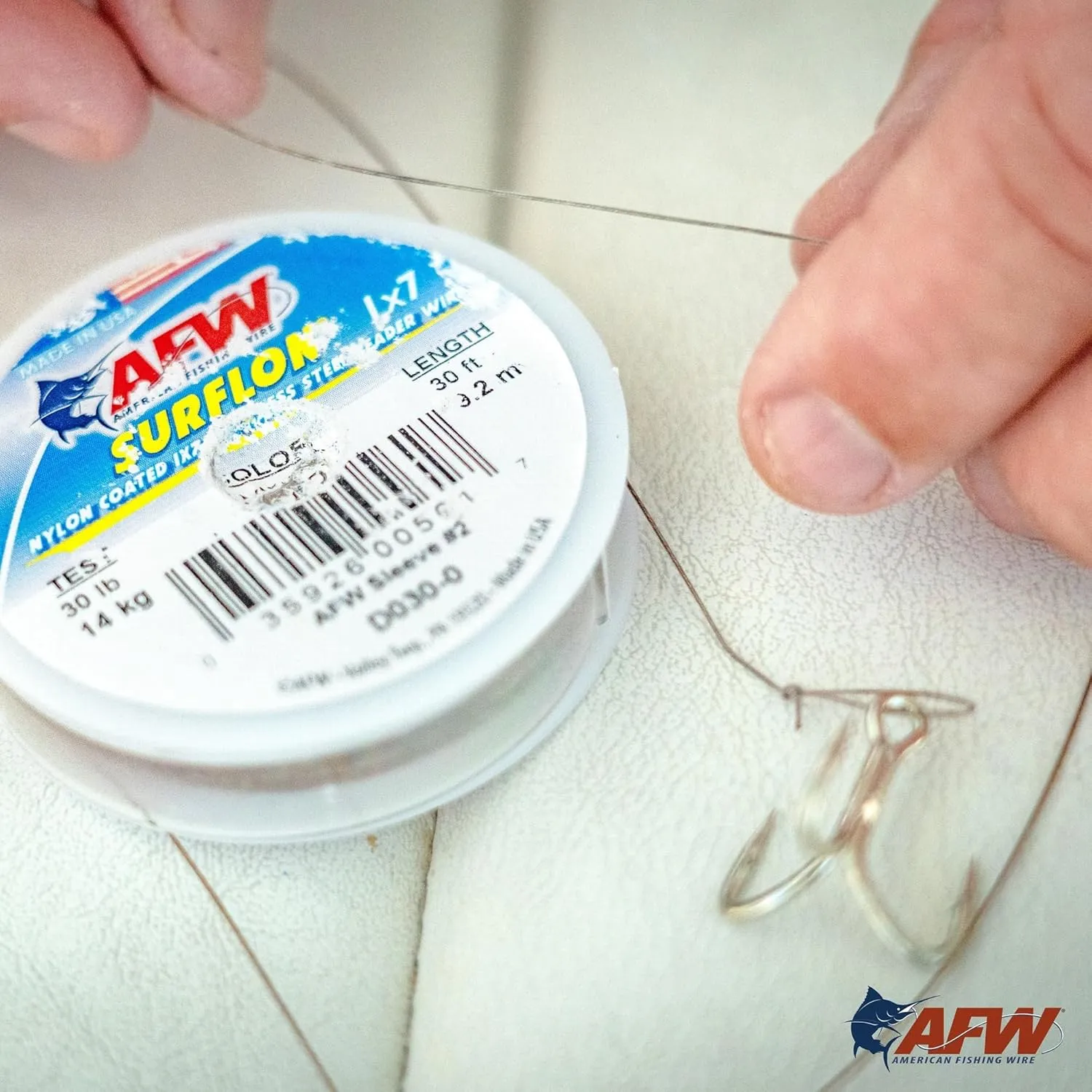 American Fishing Wire Surflon Nylon Coated 1x7 Stainless Steel Leader Wire - Fishing Leader Line for Saltwater, 10lb Test - 250lb Test in Bright, Black, Camo in 30ft, 100ft, 300ft and 1,000ft Lengths