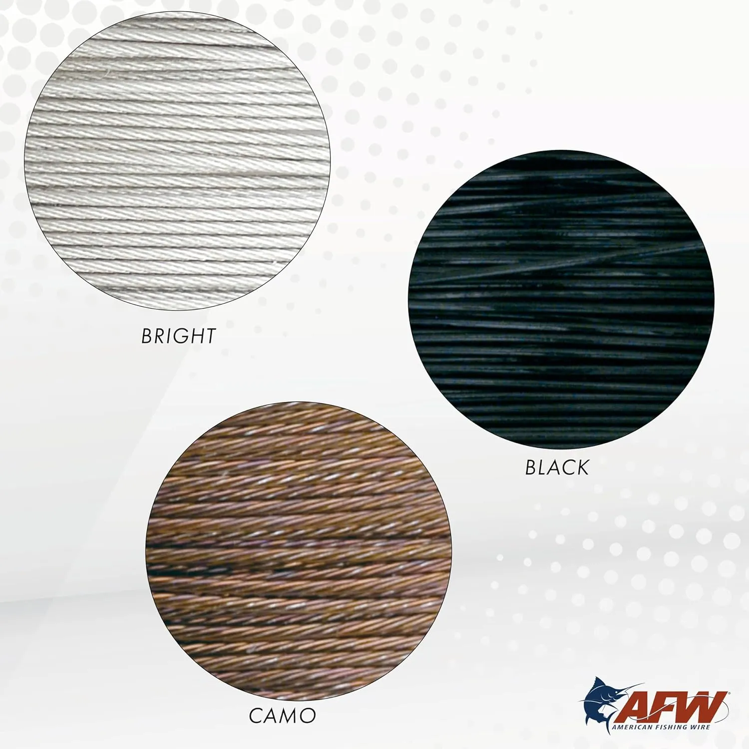 American Fishing Wire Surflon Nylon Coated 1x7 Stainless Steel Leader Wire - Fishing Leader Line for Saltwater, 10lb Test - 250lb Test in Bright, Black, Camo in 30ft, 100ft, 300ft and 1,000ft Lengths