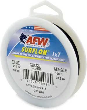 American Fishing Wire Surflon Nylon Coated 1x7 Stainless Steel Leader Wire - Fishing Leader Line for Saltwater, 10lb Test - 250lb Test in Bright, Black, Camo in 30ft, 100ft, 300ft and 1,000ft Lengths