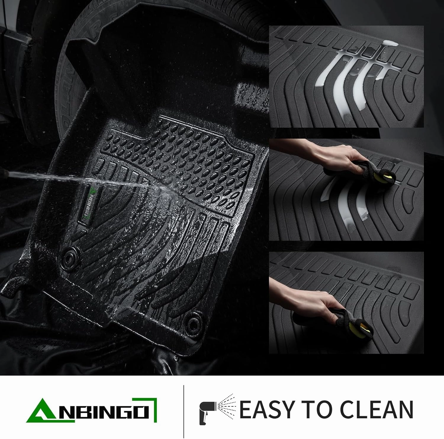 ANBINGO® Floor Mat & Cargo Liner for 2012-2016 CRV, LX | SE | EX (Without Subwoofer Under The Passenger Seat) Waterproof Car Mats, All Weather TPE Floor Liners, Front & Rear Row & Trunk Mat, CR-V