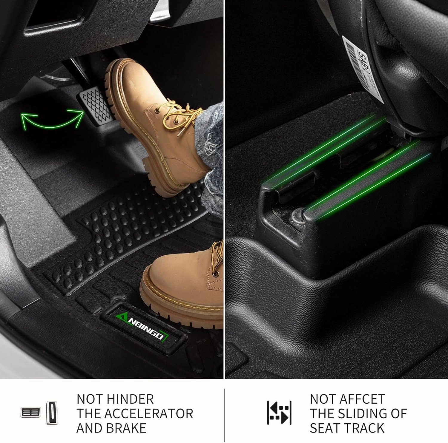 ANBINGO® Floor Mat & Cargo Liner for 2012-2016 CRV, LX | SE | EX (Without Subwoofer Under The Passenger Seat) Waterproof Car Mats, All Weather TPE Floor Liners, Front & Rear Row & Trunk Mat, CR-V