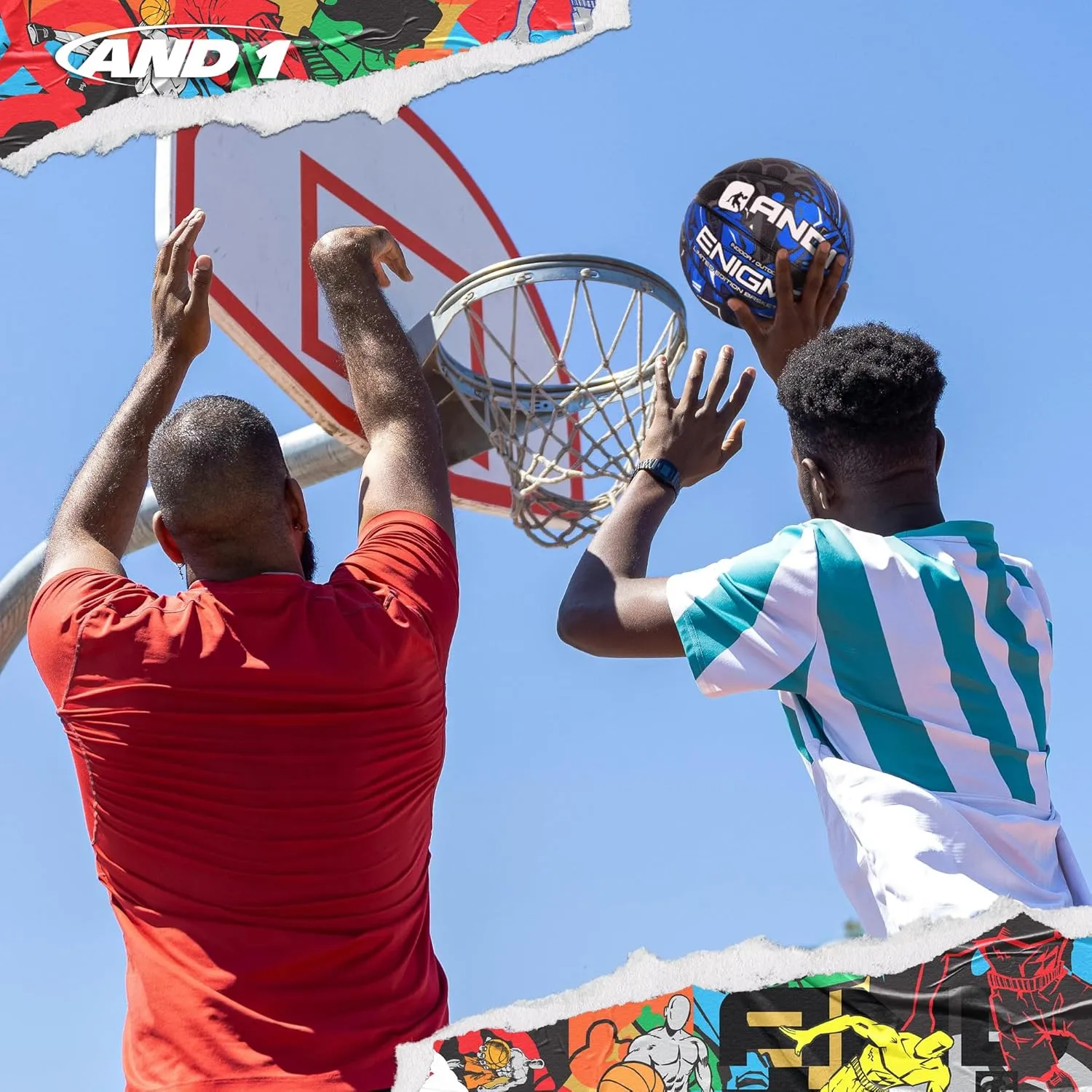 AND1 Enigma Basketball : Youth Sized Rubber Streetball for Indoor and Outdoor Use, Deep Channel Construction and Durability, Includes 10” Pump