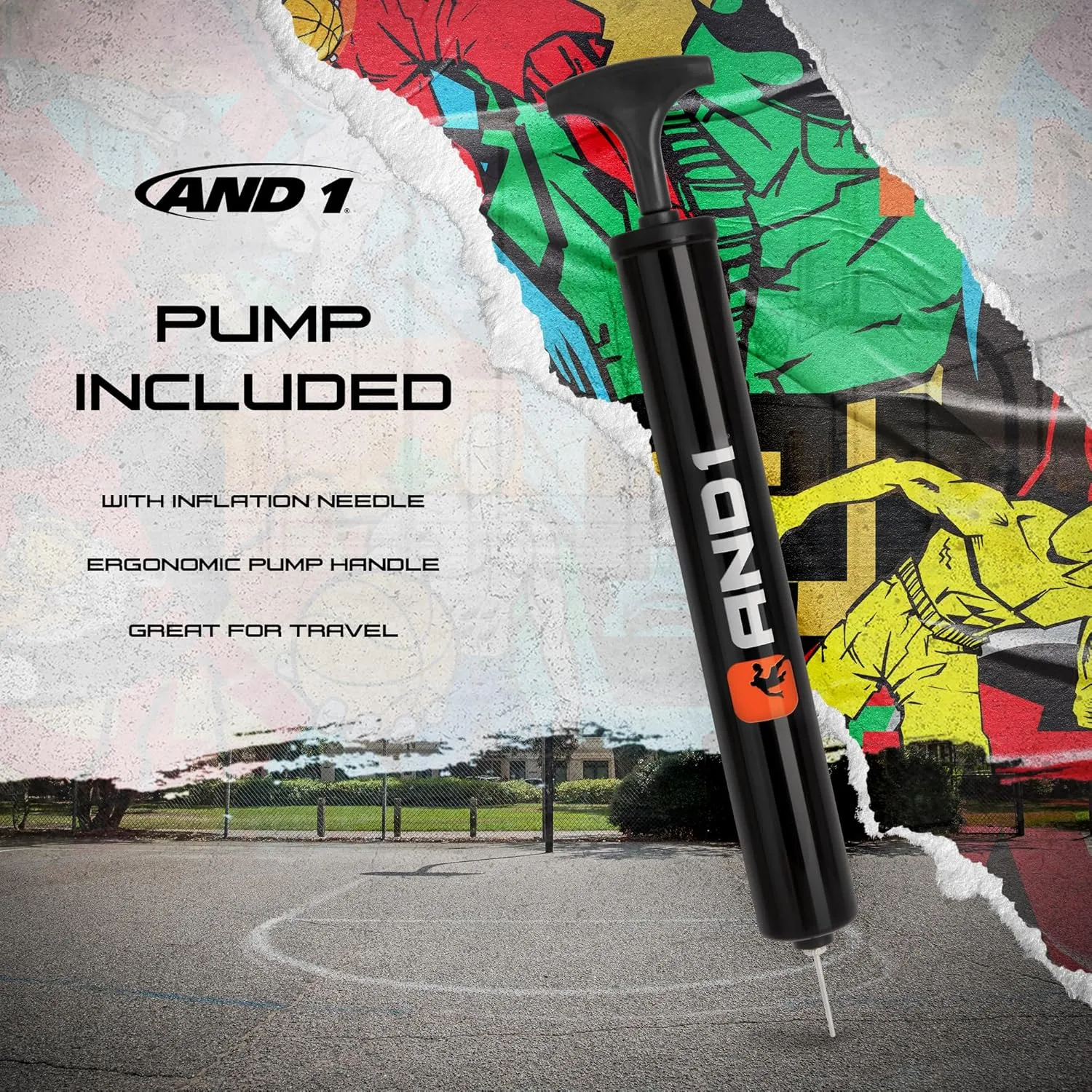 AND1 Enigma Basketball : Youth Sized Rubber Streetball for Indoor and Outdoor Use, Deep Channel Construction and Durability, Includes 10” Pump