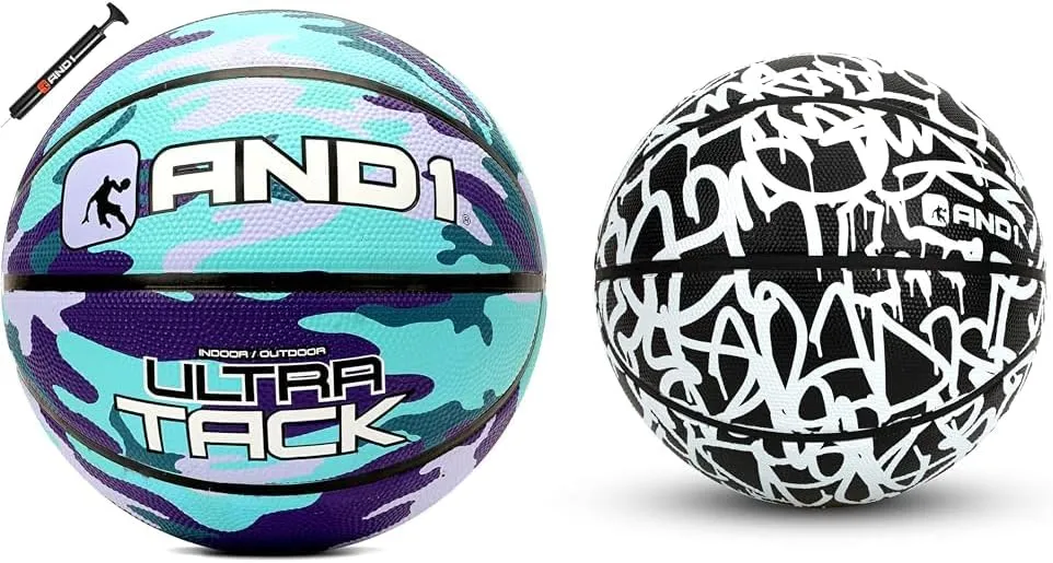 AND1 Ultra Grip Basketball: Official Regulation Size 7 (29.5 inches) Rubber & Chaos Rubber Basketball: Game Ready, Office Regulation Size (29.5”) Streetball, Made for Indoor