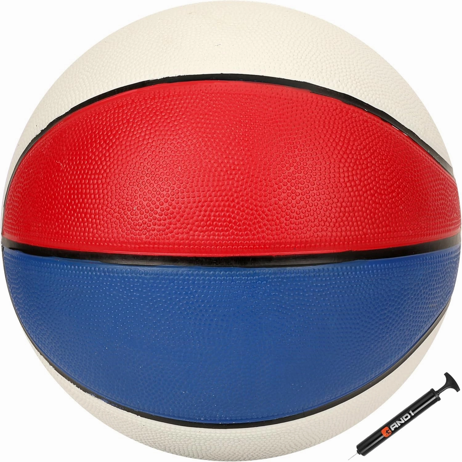 AND1 Xcelerate Rubber Basketball: Official Regulation Size 7 (29.5") - Deep Channel Construction Streetball, Made for Indoor Outdoor