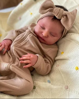 Angelbaby 19 inch Real Life Reborn Baby Girl Dolls Realistic Sleeping Newborn Baby-Laura Doll Soft Silicone Realistic Baby Feel Bebe Reborn Child Weighted Doll Toys for Kids