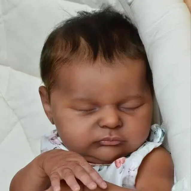 Angelbaby Reborn Baby Doll Black Girl Look Real, 18 inch Newborn African American Realistic Baby Sleeping Alive Infant Brown Skin Silicone Doll Toys
