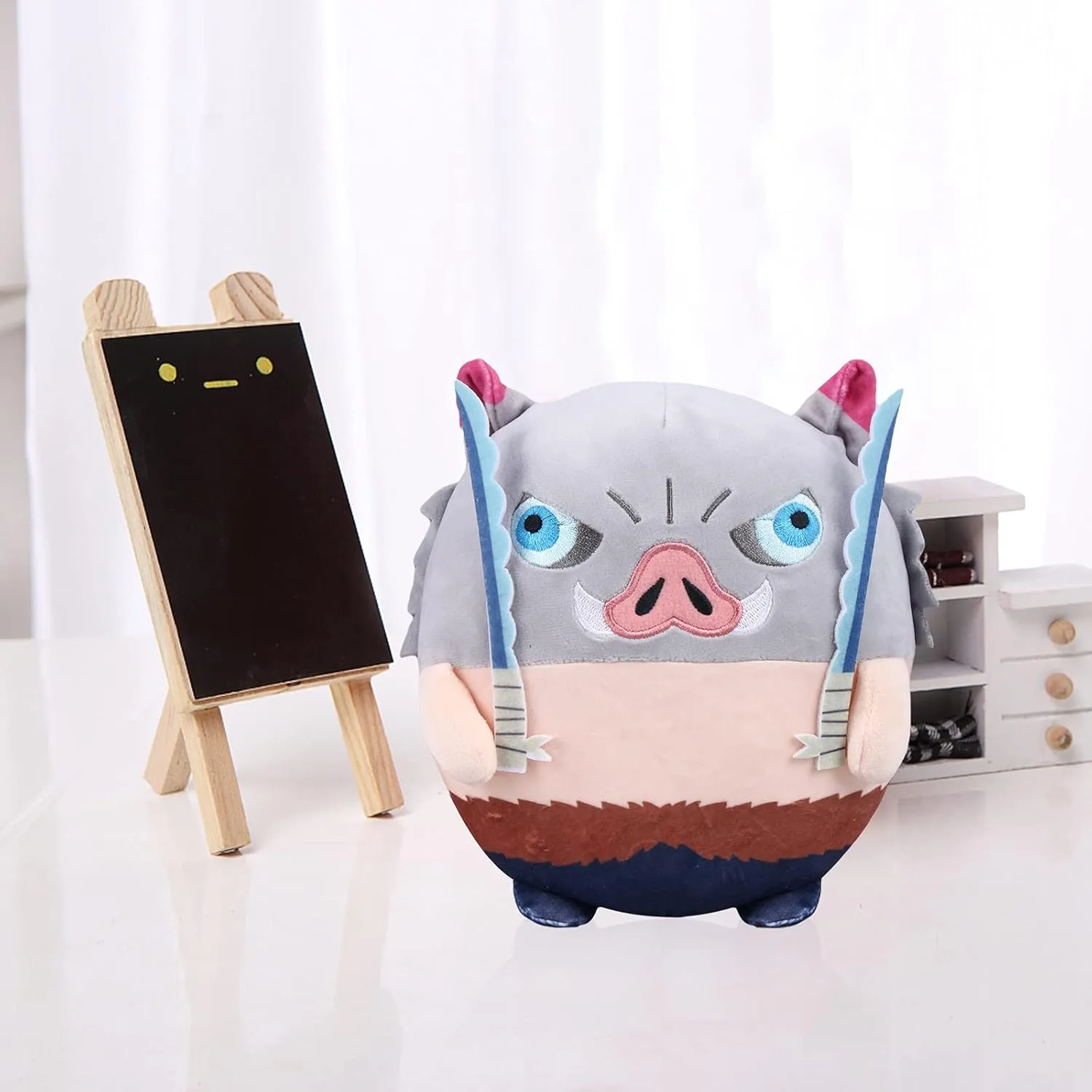 Anime Plush Doll Toy Tanjirou Nezuko Stuffed Plushie Figures Keychain Decoration Kids Gifts Halloween Cosplay Props (Hashibira Inosuke, 20cm/7.87inch)