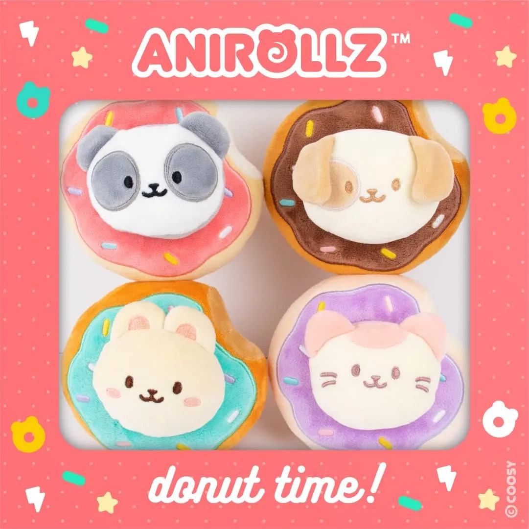 Anirollz Stuffed Animal Plush Toy – 6" Small Donut Doll |Soft, Squishy, Warm, Cute, Comfort, Safe | Birthday Pillow with Kawaii Bunny Rabbit in Mint Donut Bunniroll