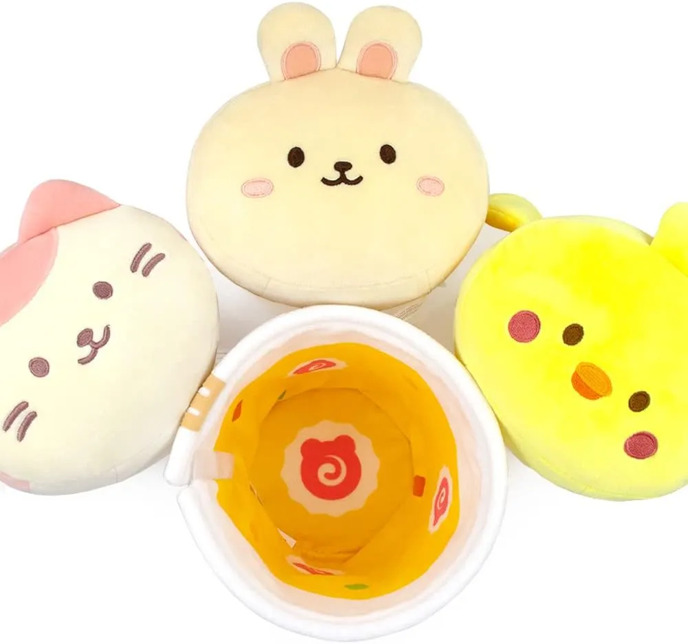 Anirollz Stuffed Animal Plush Toy - Official Nissin Cup Noodle Roll Blanket Outfitz Doll |Soft, Squishy, Warm, Cute, Comfort, Safe| Pillow with Bunny - Birthday Decorations Gift 9" Bunniroll