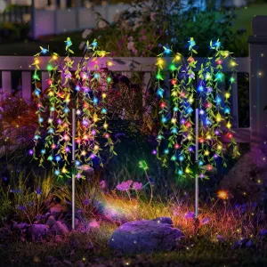 Anordsem Solar Lights Outdoor Waterproof: Garden Light Solar Powered for Yard Outside - Weeping Willow Tree Colorful Lighting Patio Path Decoration - Gardening Gifts for Women Mom Grandma