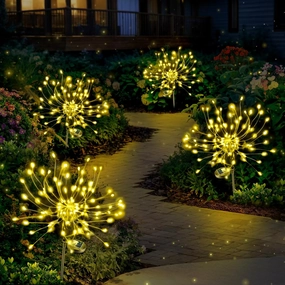 Anordsem Solar Lights Outdoor Waterproof: Garden Light Solar Powered for Yard Outside - Sparkler Fireworks Twinkle Lighting Patio Decor 4 Pack - LED Starburst Gardening Gifts for Women Gardener