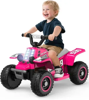 ANPABO 6V 7AH Kids ATV Ride On Toy, 4 Wheeler for Toddler w/Headlight, Forward & Reverse, Horn, Music Player, USB, MP3, Treaded Tires, Ideal Gift for Toddlers(Pink)