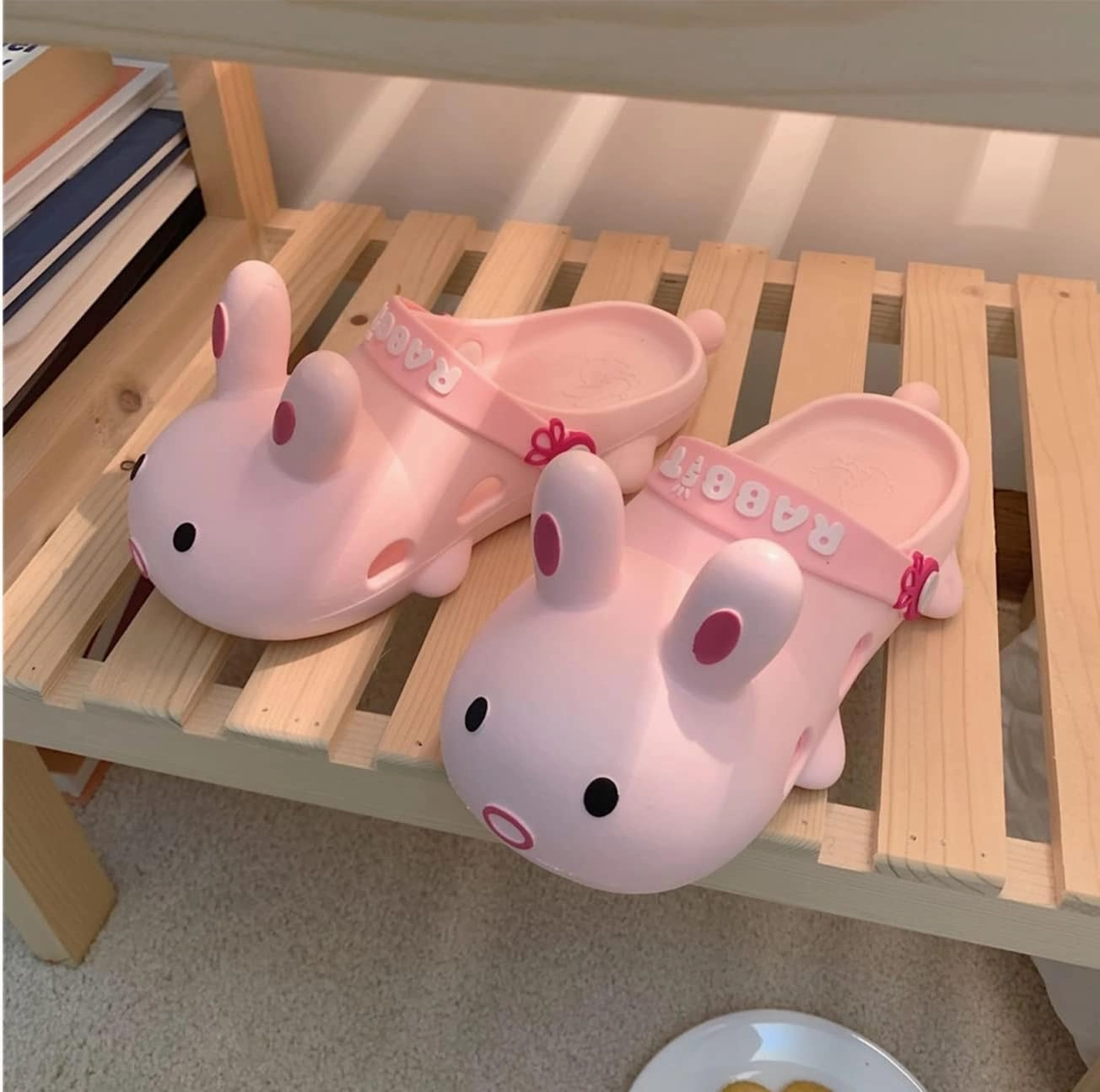 Aoakva Kawaii Slippers Kawaii Clogs Mules for Girls Women Cute Bunny Summer Shower Slippers Non-Slip Beach Shoes PVC Soft Durable