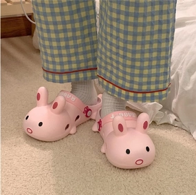 Aoakva Kawaii Slippers Kawaii Clogs Mules for Girls Women Cute Bunny Summer Shower Slippers Non-Slip Beach Shoes PVC Soft Durable