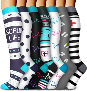 Aoliks Medical Compression Socks for Women & Men, Support Knee High Socks for Running,Nurses,Travel