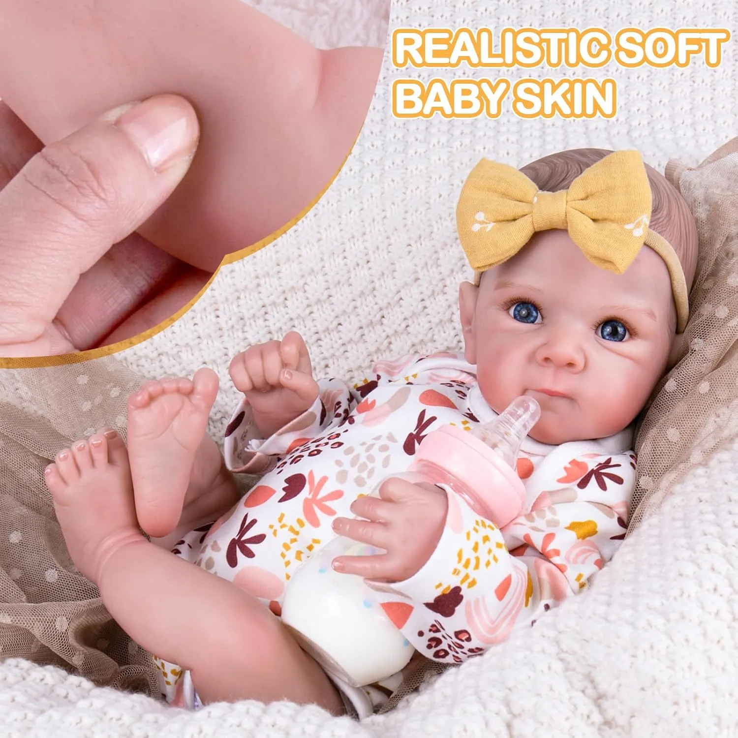 Aori Lifelike Reborn Baby Dolls - 20 inch Realistic Newborn Girls Doll That Look Real, Nice Gift Set for Kids, Parents-to-be, Grandparents