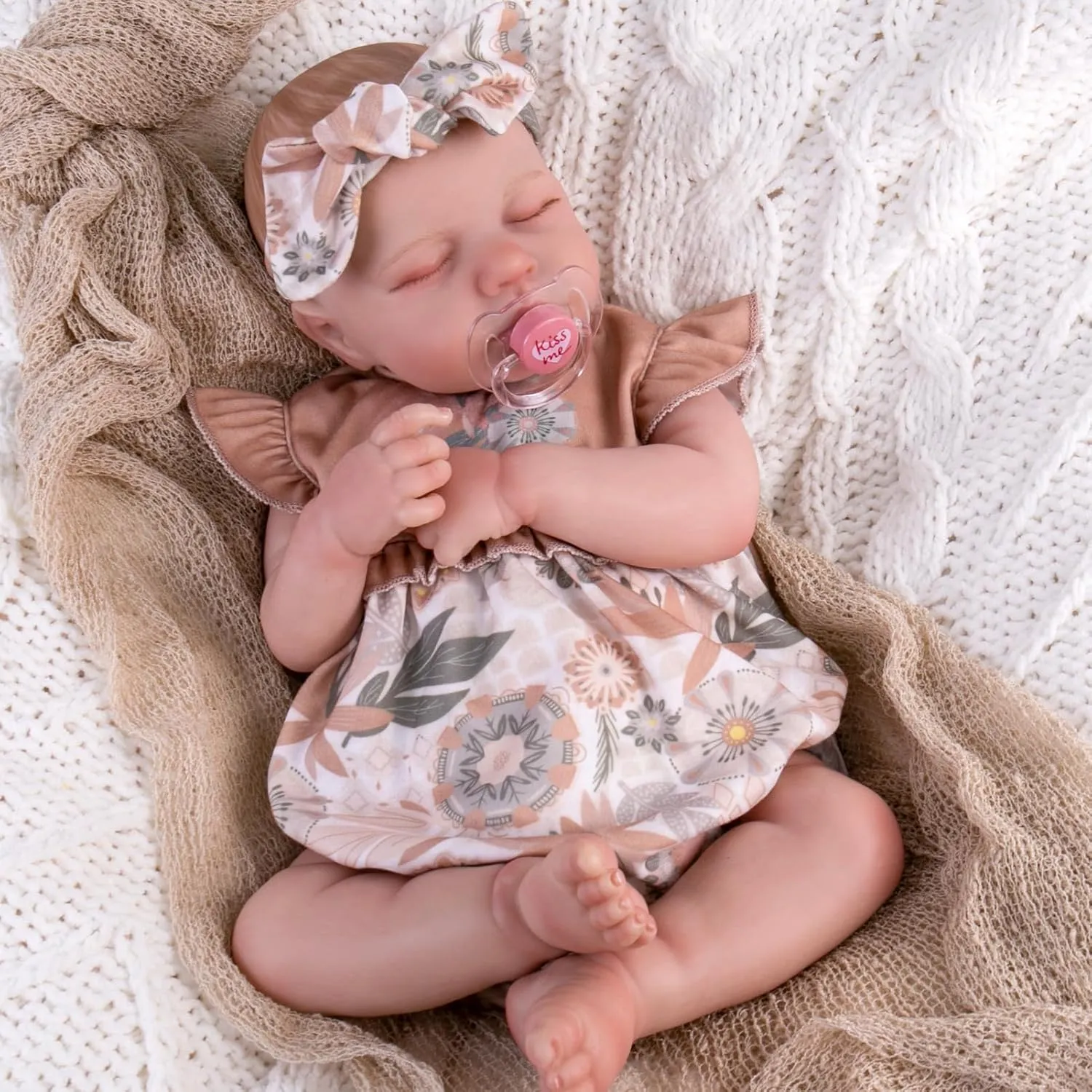 Aori Lifelike Reborn Baby Dolls - Realistic 20-Inch Newborn Real Life Baby Girl Doll with Poseable Limbs and Feeding Kit, Set for Kids 3 