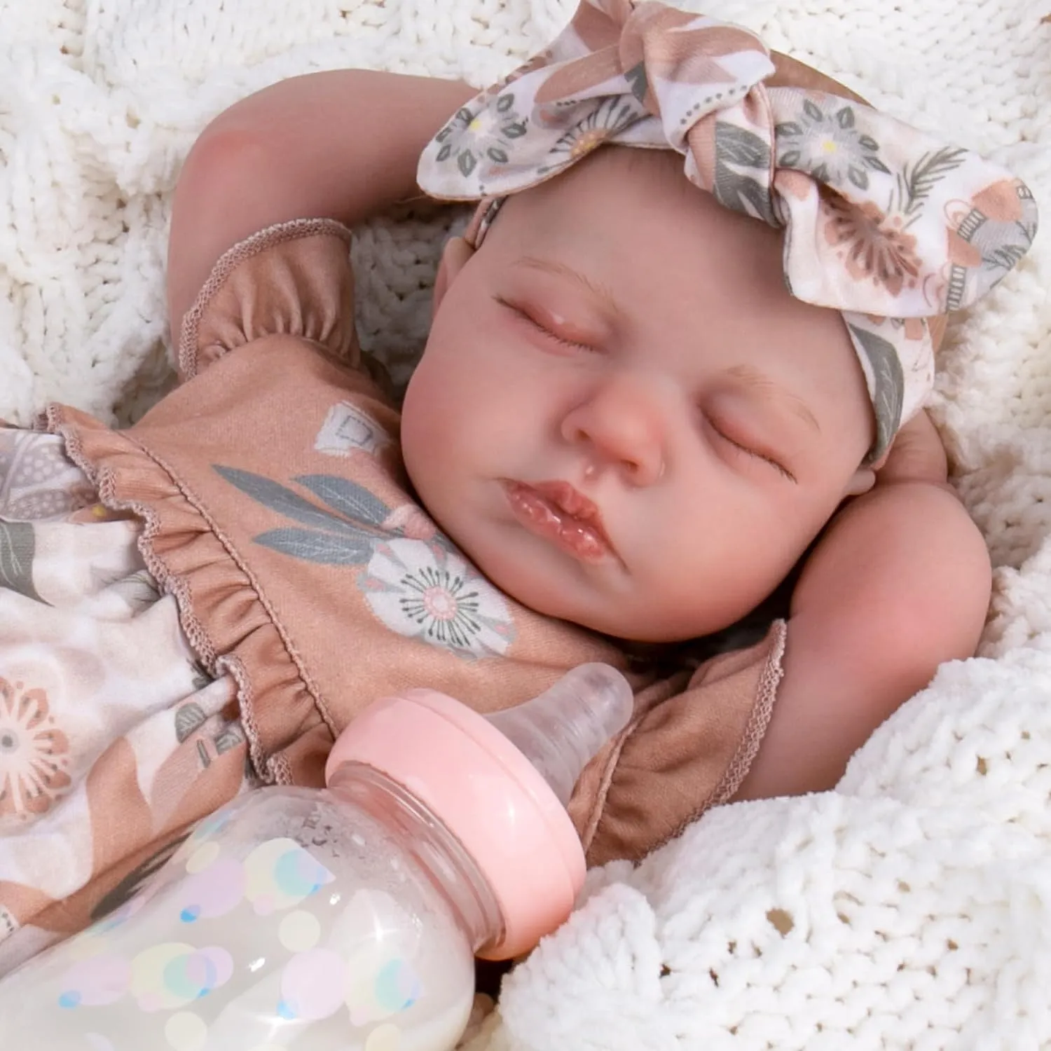 Aori Lifelike Reborn Baby Dolls - Realistic 20-Inch Newborn Real Life Baby Girl Doll with Poseable Limbs and Feeding Kit, Set for Kids 3 