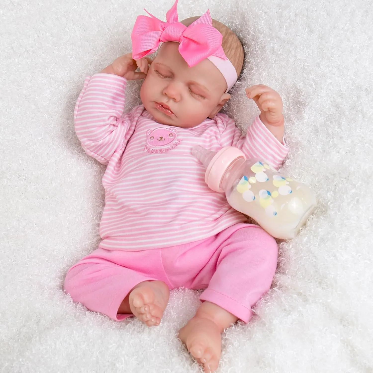 Aori Reborn Baby Dolls Girl - 20 Inch Realistic Newborn Sleeping Weighted Cloth Body Lifelike Baby with Hand-Painted Features & Pink Outfit Set - Cuddle Therapy Doll, Gift for Collectors & Kids 3 