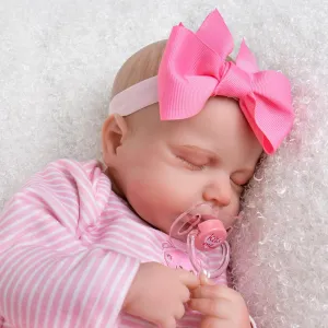 Aori Reborn Baby Dolls Girl - 20 Inch Realistic Newborn Sleeping Weighted Cloth Body Lifelike Baby with Hand-Painted Features & Pink Outfit Set - Cuddle Therapy Doll, Gift for Collectors & Kids 3 