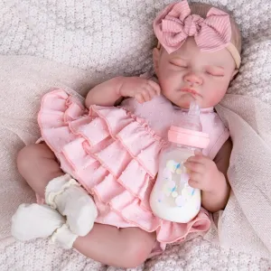 Aori Reborn Baby Dolls Girl 20'' Realistic Sleeping Newborn - Lifelike Poseable Vinyl Baby Doll with Feeding & Outfit Set - Weighted Body for Cuddling, Gift for Collectors & Kids 3 