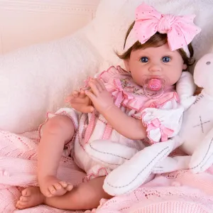 Aori Reborn Baby Dolls Lifelike - 22 Inch Realistic Reborn Baby Girl with Handmade Details | Includes Pink Outfit, Pacifier & Certificate | Premium Soft Vinyl Doll Gift for Collectors, Kids 3 