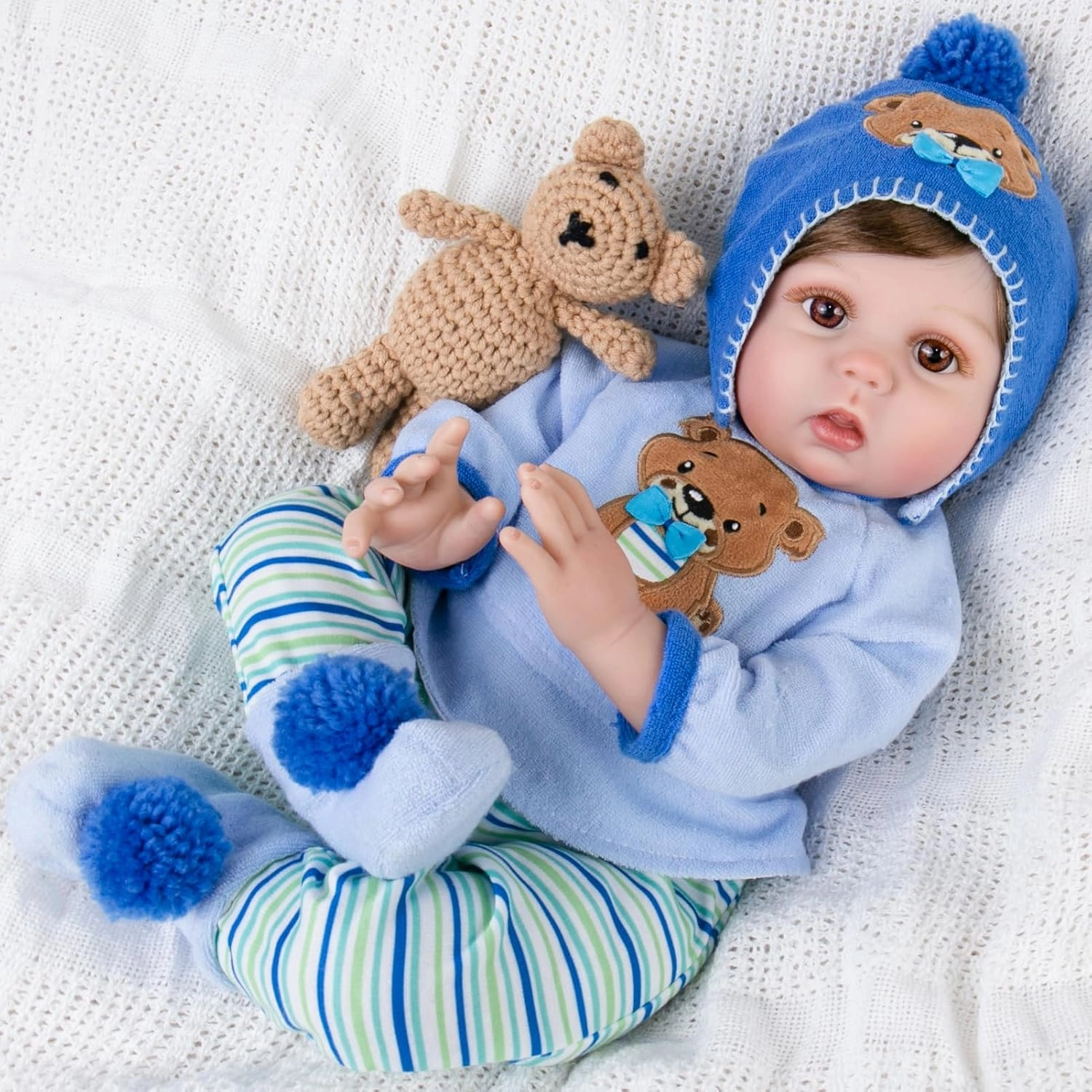 Aori Reborn Baby Boy Doll - 22 Inch Realistic Lifelike Weighted Newborn Boy with Ultra Soft Body, Pacifier, Outfit | Handmade Soft Vinyl Baby Doll for Kids 3 , Toddlers, Collectors