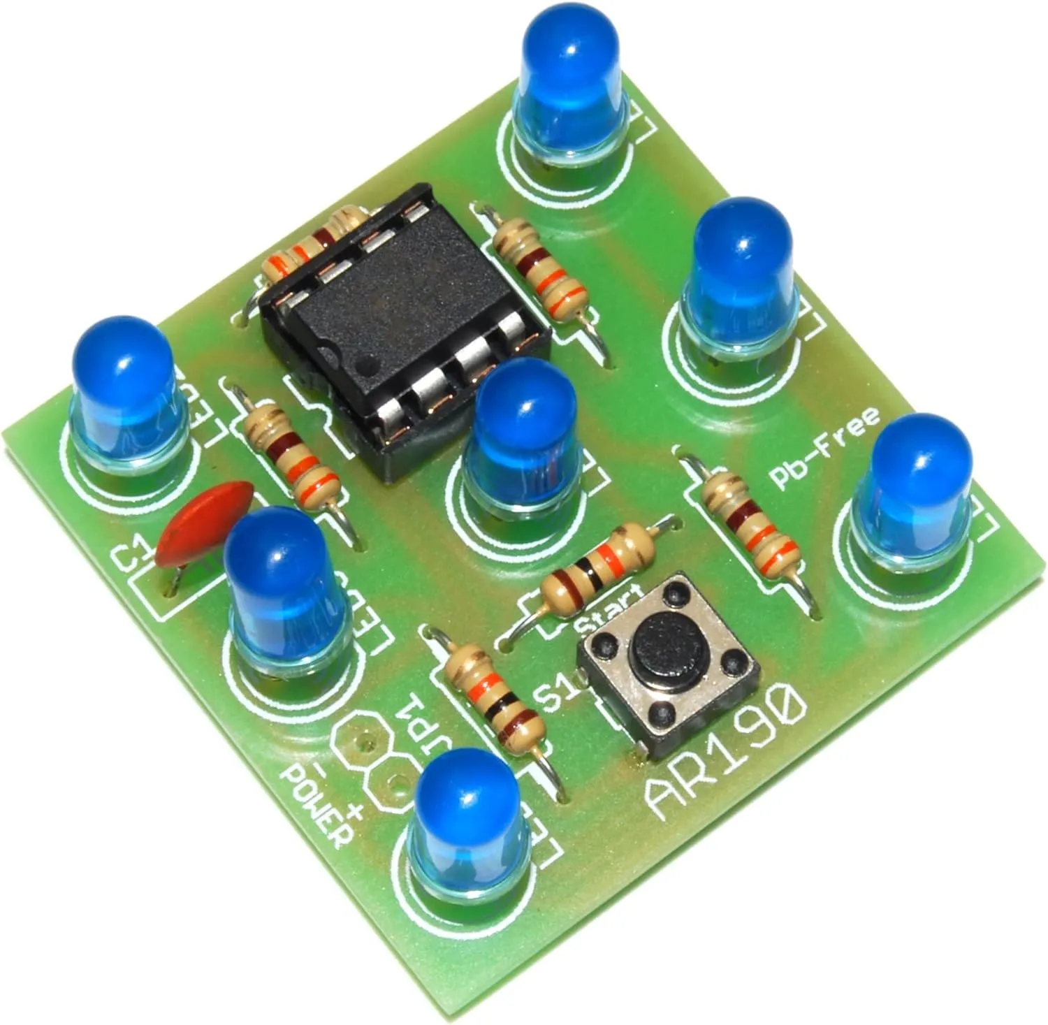 AR190/B Electronic Cube with 7 Blue Flashing LEDs Great Fun Electric Cube Replacement Simple Soldering Kit