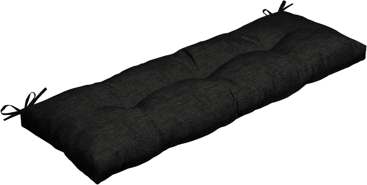 Arden Selections Outdoor Plush Modern Tufted Bench Cushion, 48 x 18, Water Repellent, Fade Resistant, Tufted Bench Cushion for Bench and Swing 48 x 18, Black Leala