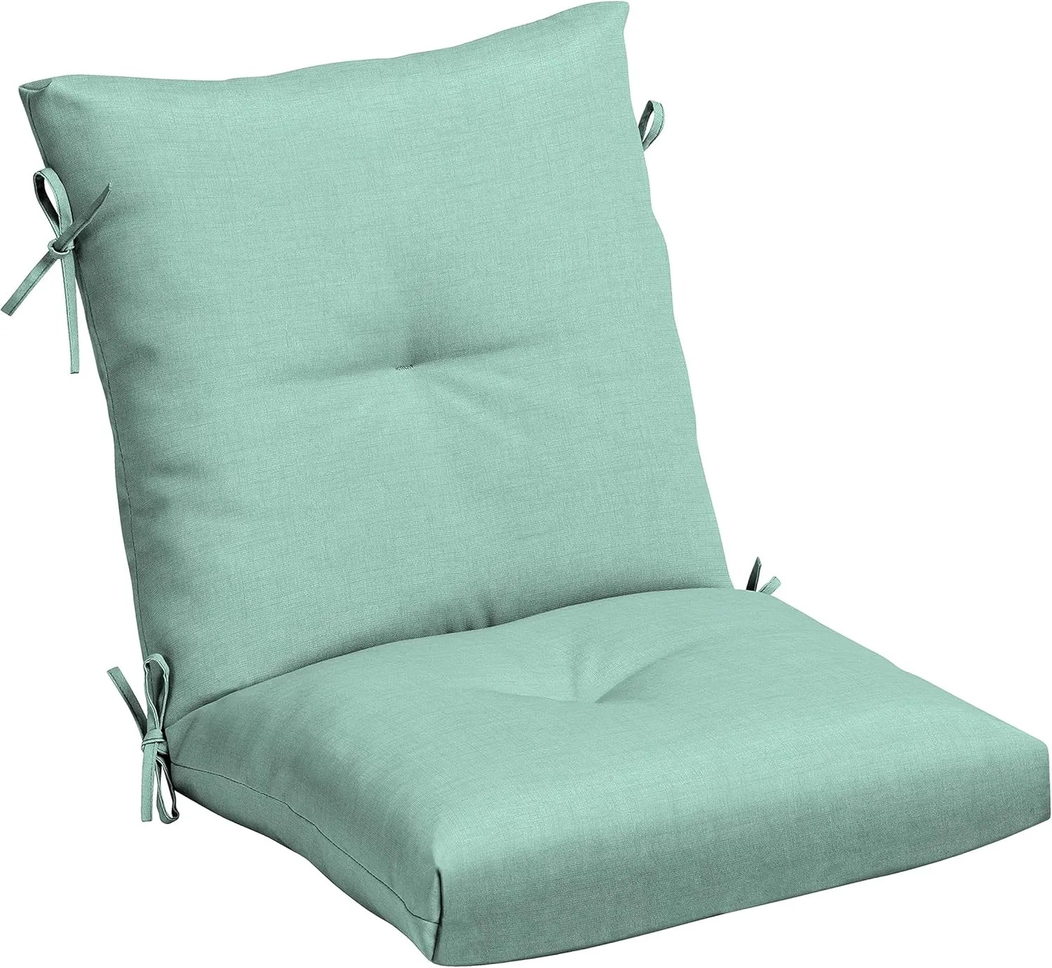 Arden Selections Outdoor Plush Modern Tufted Blowfill Dining Chair Cushion, 21 x 40, Water Repellent, Fade Resistant, Tufted Cushion for Dining and Bistro Chairs 21 x 40, Aqua Leala