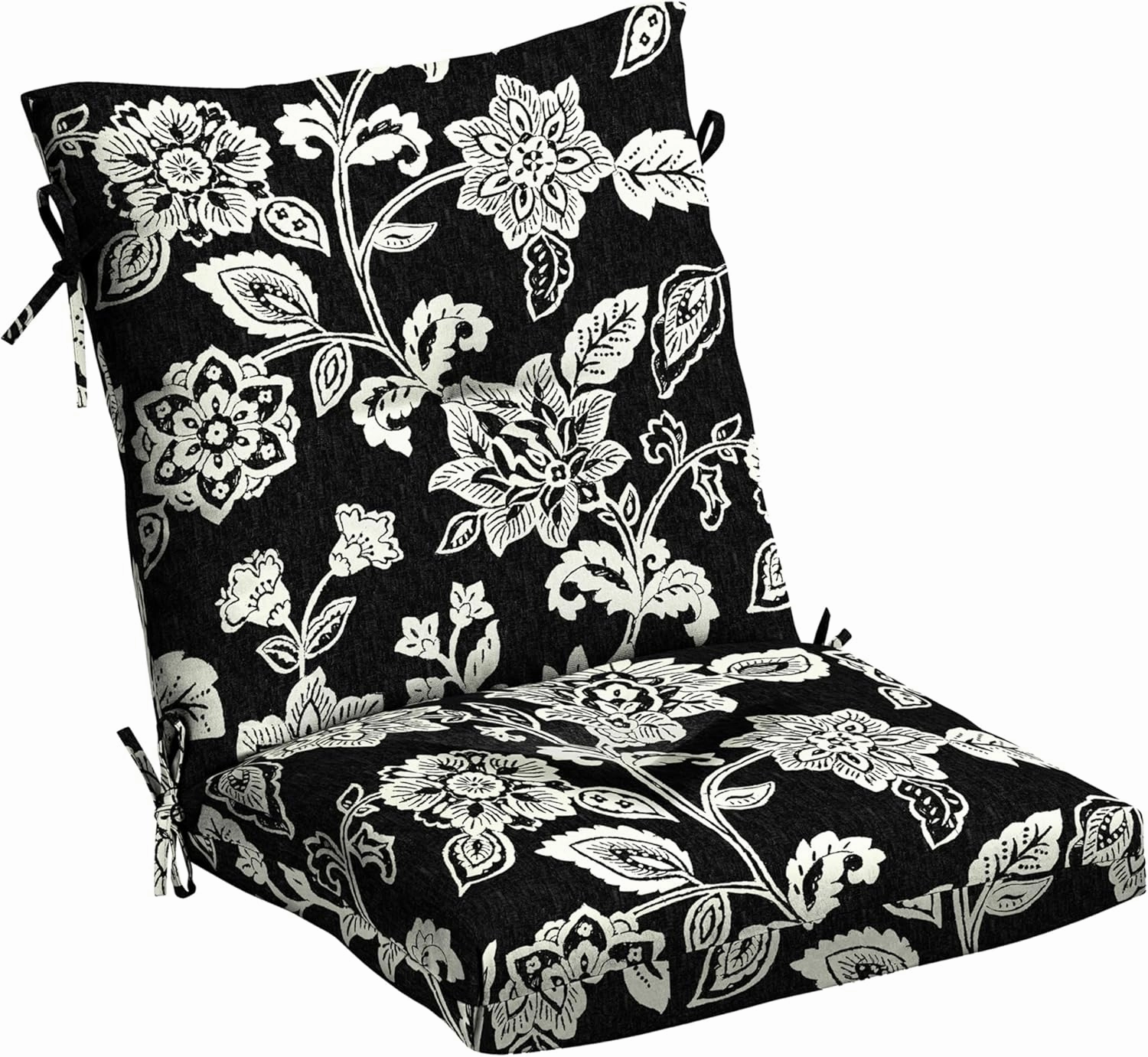 Arden Outdoor Plush Modern Tufted Blowfill Dining Chair Cushion, 21 x 40, Water Repellent, Fade Resistant, Tufted Cushion for Dining and Bistro Chairs 21 x 40, Ashland Black Jacobean