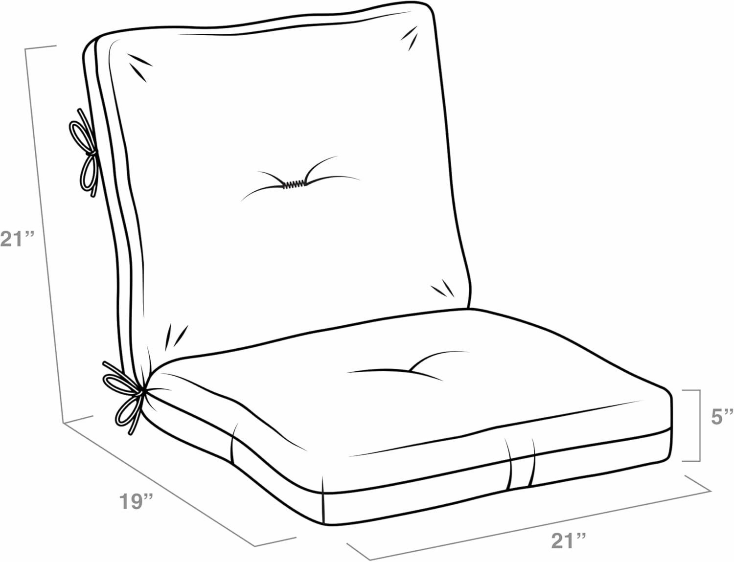 Arden Outdoor Plush Modern Tufted Blowfill Dining Chair Cushion, 21 x 40, Water Repellent, Fade Resistant, Tufted Cushion for Dining and Bistro Chairs 21 x 40, Ashland Black Jacobean