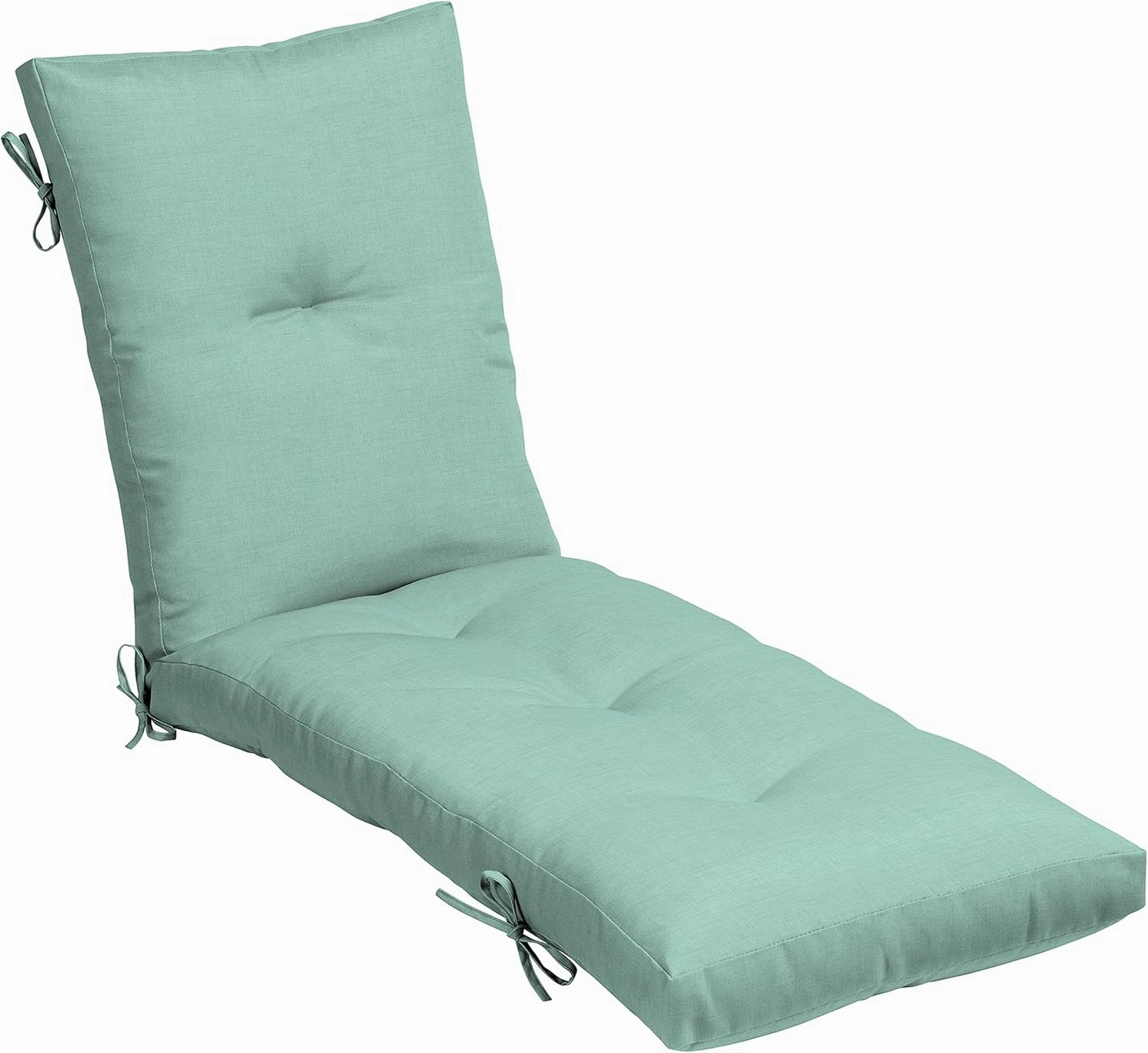 Arden Selections Outdoor Plush Modern Tufted Chaise Cushion, 76 x 22, Water Repellent, Fade Resistant, Tufted Cushion for Chaise Lounger 76 x 22, Aqua Leala