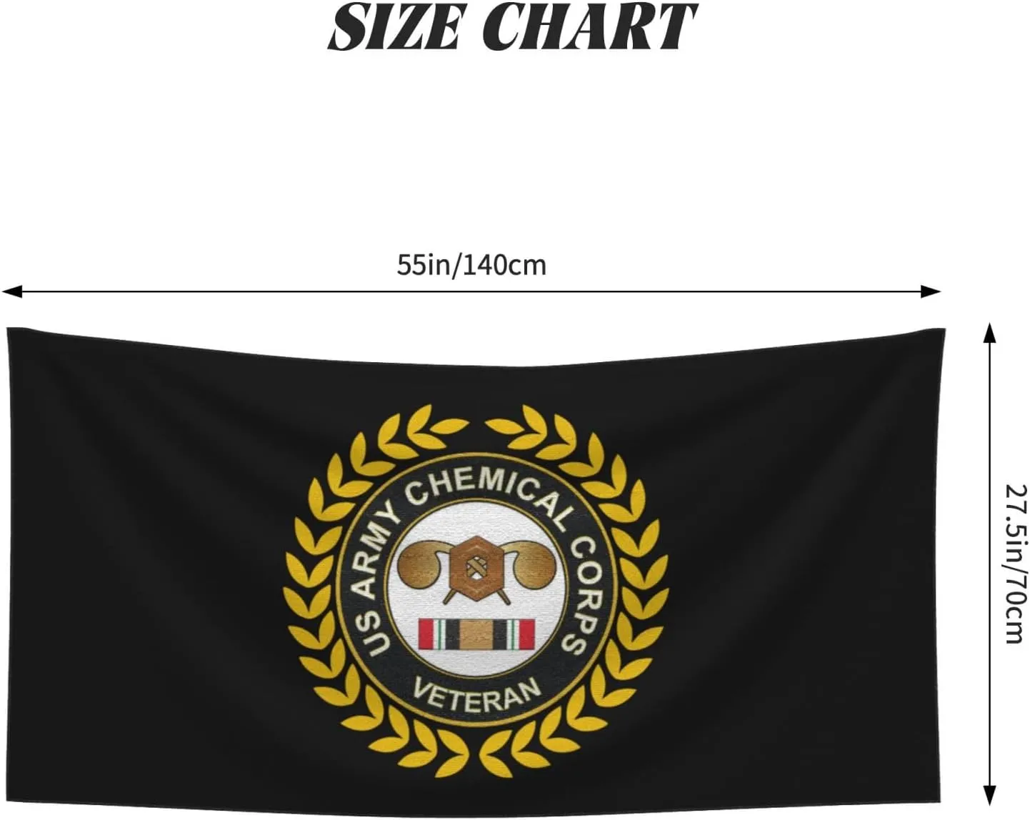 Army Veteran Chemical Corps Beach Towel 27.5x55 Inches - Ultra Soft Quick Dry Sand Towel, Lightweight Large Bath Towel for Pool, Summer, Travel