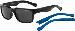 ARNETTE D-Street AN4211-02 Sunglasses, Plastic/Gloss Black/Fuzzy Blue Frame 55mm