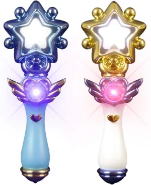 ArtCreativity Light Up Magic Star Wand, Set of 2, Cute Princess Wands with Flashing LED Effect & Magical Sounds, Batteries Included, Pretend Play Prop, Best Birthday Gift, Party Favor for Kids