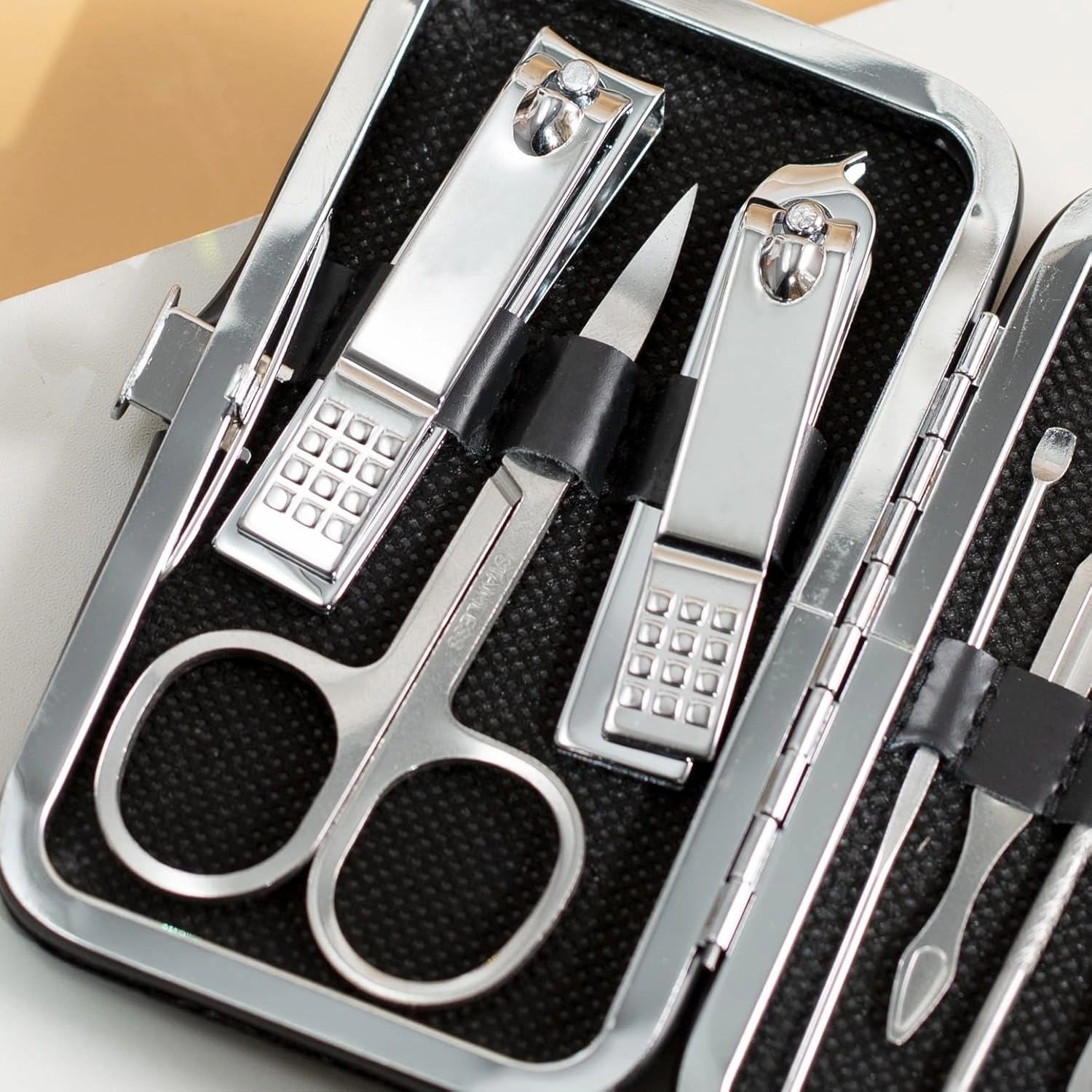 AsAlways Diamond-Studded 9pcs Manicure Set Bling Crystal Travel Mini Nail Clippers Kit Pedicure Care Tools with Shiny Rhinestone Travel Case(Pink)
