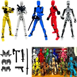 Assembly Completed 3D Printed Multi-Jointed Action Figures - Titan 13, Nova 13, Dummy Robot 13 Set, Multiple Accessories, Desk Decoration (5pcs)
