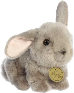 Aurora® Adorable Miyoni® Tots Playful Baby Bunny Stuffed Animal - Lifelike Detail - Cherished Companionship - Gray 8 Inches