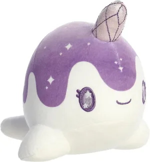 Aurora® Enchanting Tasty Peach® Crystal Nomwhal Stuffed Animal - Bright & Colorful Design for Room Decor for Adults, Kids, and Birthdays - Amethyst 7 Inches