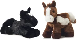 Aurora Paint Plush Horse & Beau Black Horse Mini Flopsie 8 Bundle