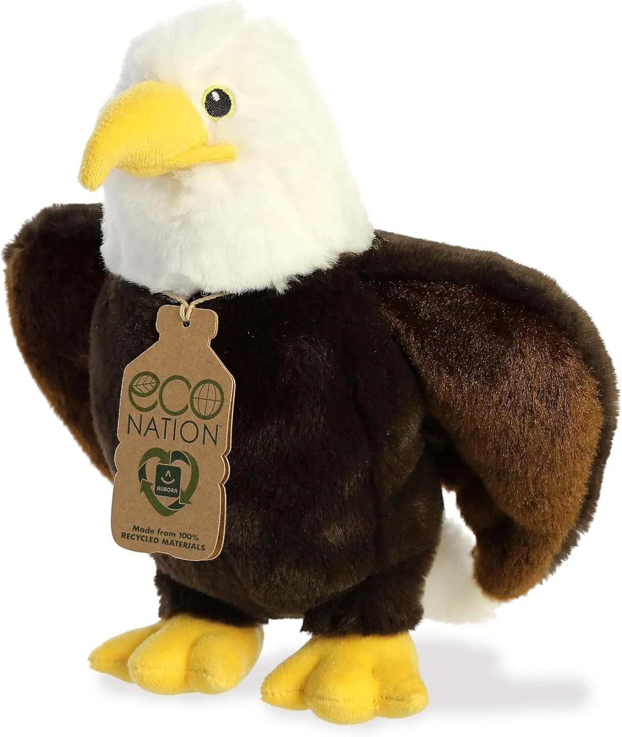 Aurora® Responsibly Made Eco Nation™ Eagle Stuffed Animal - Ideal for Playtime Adventures - Perfect for Birthdays or Just Because - Brown 9.5 Inches