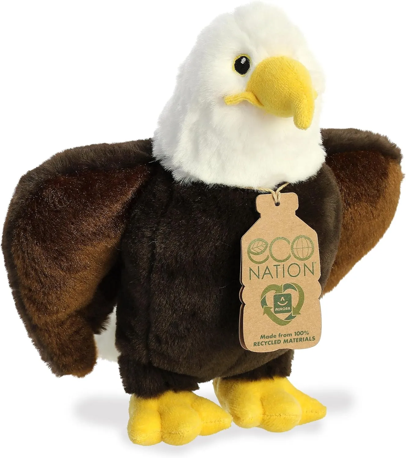 Aurora® Responsibly Made Eco Nation™ Eagle Stuffed Animal - Ideal for Playtime Adventures - Perfect for Birthdays or Just Because - Brown 9.5 Inches