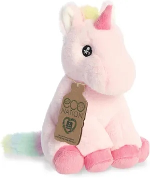 Aurora® Responsibly Made Eco Nation™ Pearl Unicorn Stuffed Animal - Ideal for Playtime Adventures - Perfect for Birthdays or Just Because - Pink 9 Inches