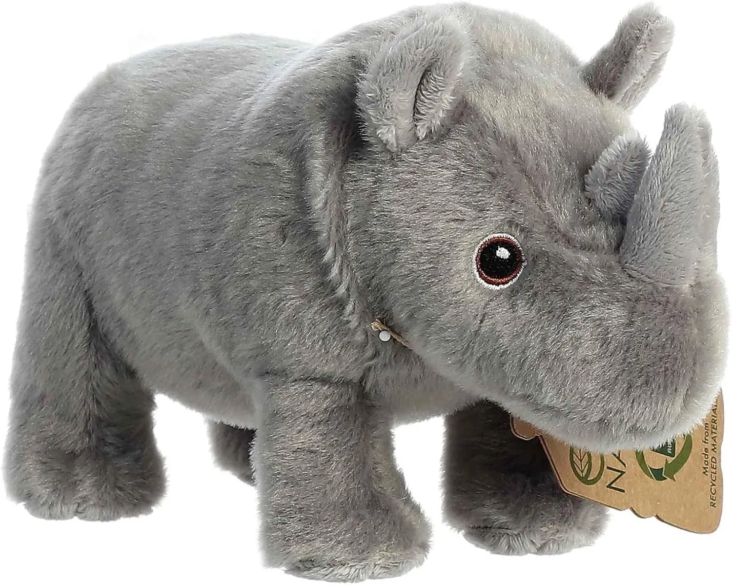 Aurora® Responsibly Made Eco Nation™ Rhinoceros Stuffed Animal - Ideal for Playtime Adventures - Perfect for Birthdays or Just Because - Gray 9.5 Inches