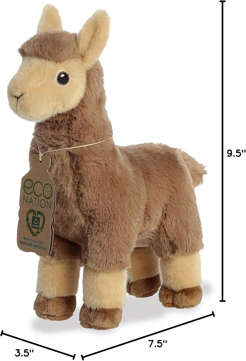Aurora® Responsibly Made Eco Nation™ Tan Llama Stuffed Animal - Ideal for Playtime Adventures - Perfect for Birthdays or Just Because - Brown 11 Inches