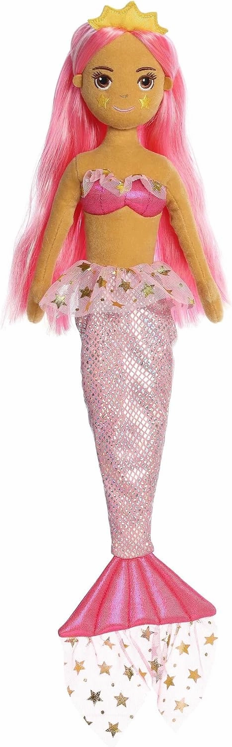 Aurora® Enchanting Sea Sparkles™ Cheeky Too Sparkles Sunny Shine™ Stuffed Doll - Imaginative Play - Magical Companions - Pink 18 Inches